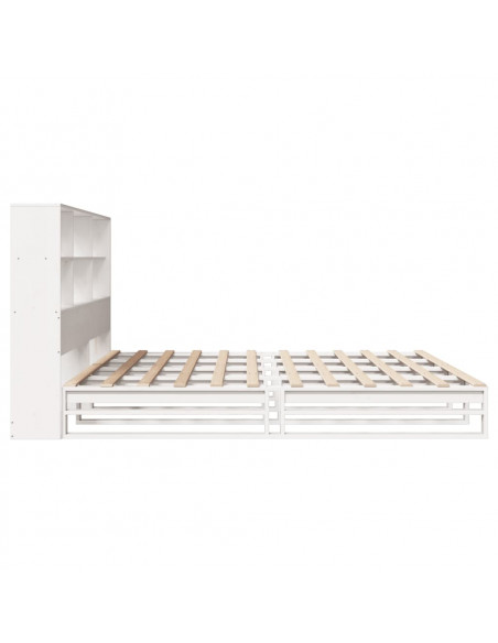Letto Libreria senza Materasso Bianco 180x200 cm Legno Massello