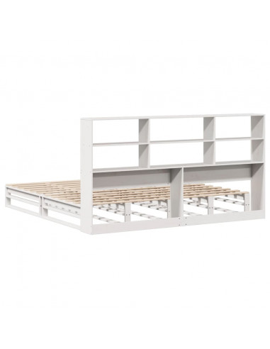 Letto Libreria senza Materasso Bianco 180x200 cm Legno Massello