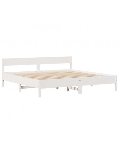 Letto Libreria senza Materasso Bianco 200x200 cm Legno di Pino