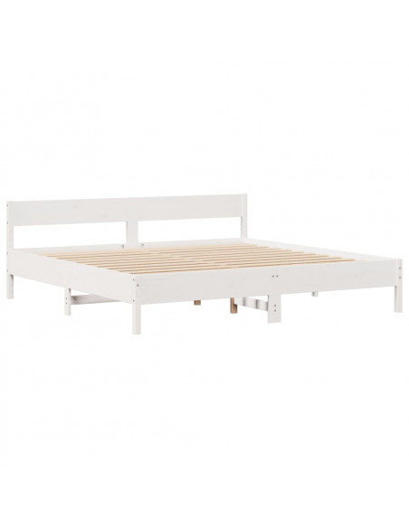 Letto Libreria senza Materasso Bianco 200x200 cm Legno di Pino
