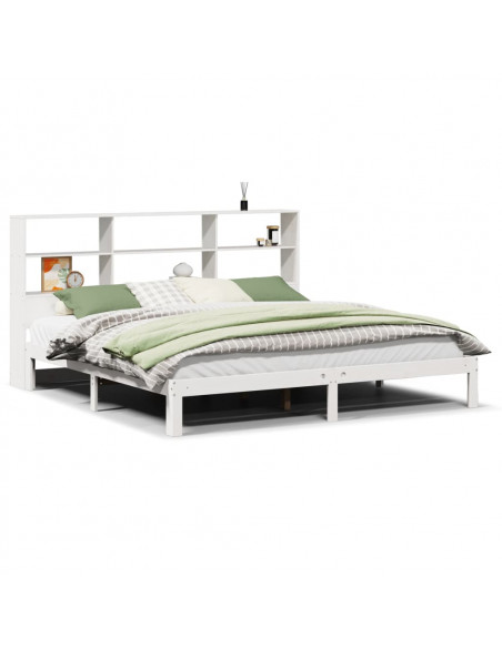 Letto Libreria senza Materasso Bianco 200x200 cm Legno di Pino