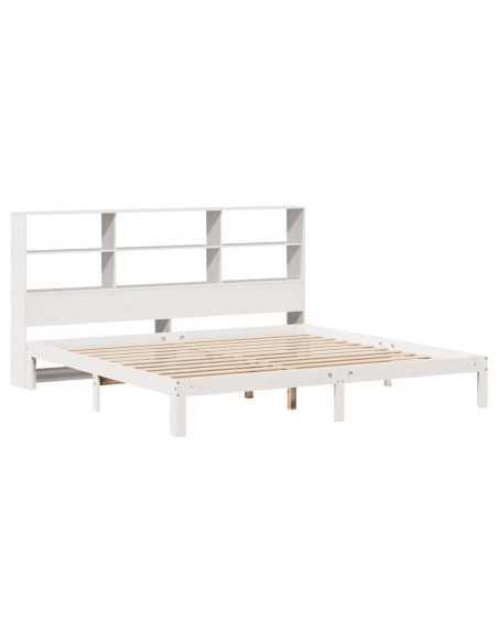 Letto Libreria senza Materasso Bianco 200x200 cm Legno di Pino