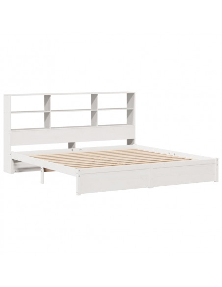 Letto Libreria senza Materasso Bianco 200x200 cm Legno di Pino