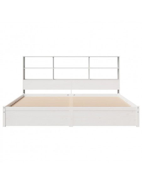Letto Libreria senza Materasso Bianco 200x200 cm Legno di Pino