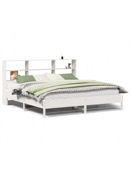 Letto Libreria senza Materasso Bianco 200x200 cm Legno di Pino
