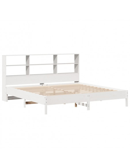 Letto Libreria senza Materasso Bianco 200x200 cm Legno di Pino