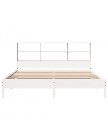 Letto Libreria senza Materasso Bianco 200x200 cm Legno di Pino