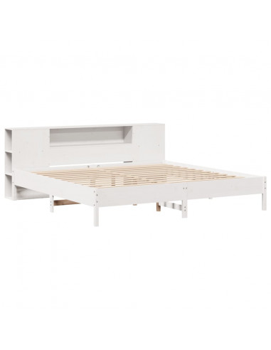 Letto Libreria senza Materasso Bianco 200x200 cm Legno di Pino