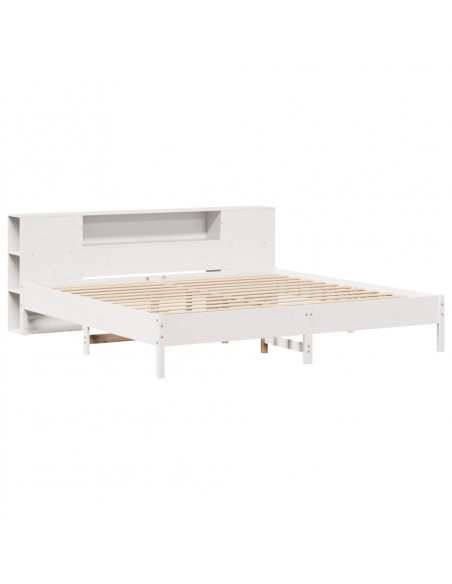 Letto Libreria senza Materasso Bianco 200x200 cm Legno di Pino
