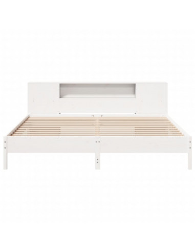 Letto Libreria senza Materasso Bianco 200x200 cm Legno di Pino