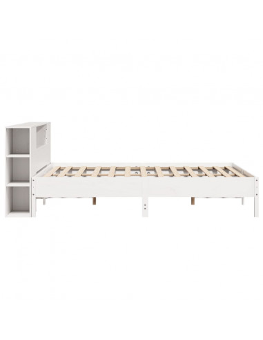 Letto Libreria senza Materasso Bianco 200x200 cm Legno di Pino