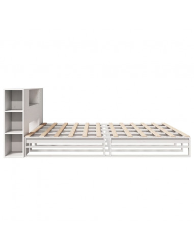 Letto Libreria senza Materasso Bianco 200x200 cm Legno Massello