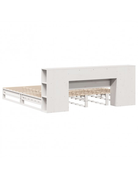 Letto Libreria senza Materasso Bianco 200x200 cm Legno Massello