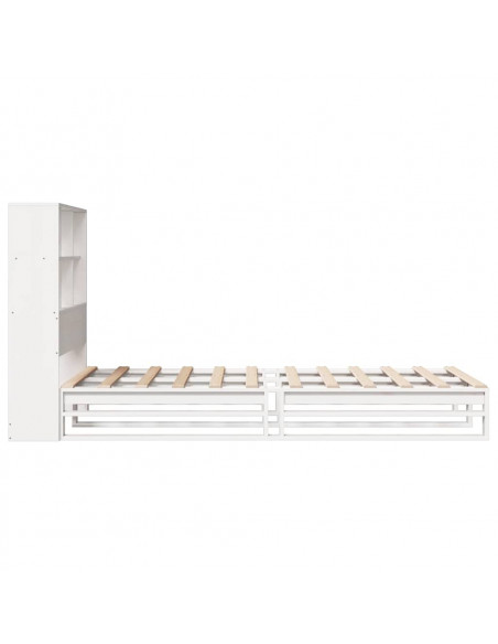 Letto Libreria senza Materasso Bianco 90x190 cm Legno Massello