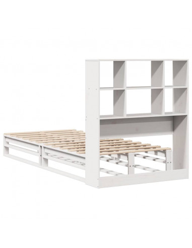 Letto Libreria senza Materasso Bianco 90x190 cm Legno Massello