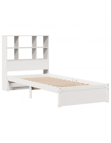 Letto Libreria senza Materasso Bianco 90x190 cm Massello Pino