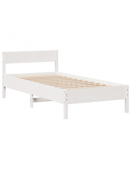 Letto Libreria senza Materasso Bianco 90x190 cm Massello Pino