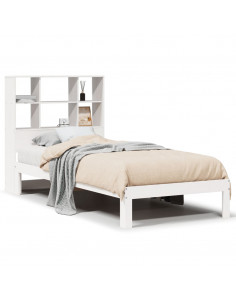 Letto Libreria senza Materasso Bianco 90x190 cm Massello Pino 2