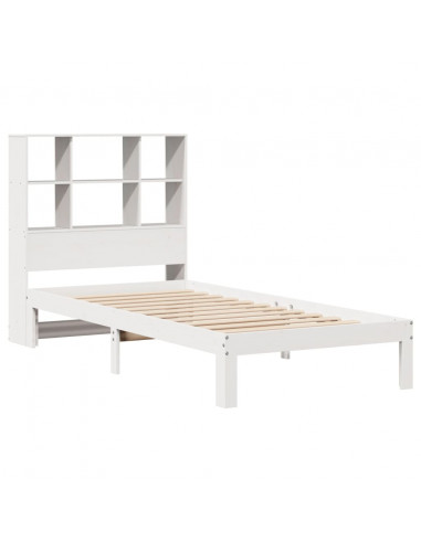 Letto Libreria senza Materasso Bianco 90x190 cm Massello Pino