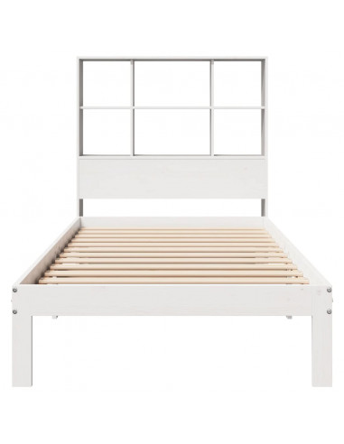 Letto Libreria senza Materasso Bianco 90x190 cm Massello Pino