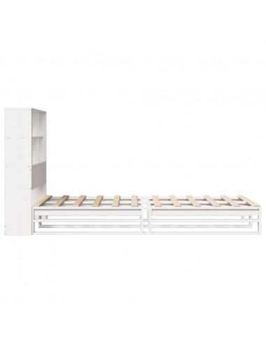 Letto Libreria senza Materasso Bianco 90x200 cm Legno Massello