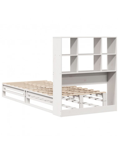 Letto Libreria senza Materasso Bianco 90x200 cm Legno Massello