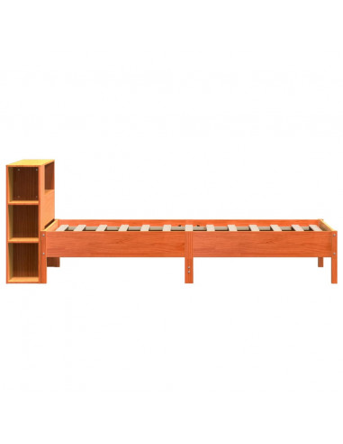 Letto Libreria senza Materasso Marrone Cera 100x200 cm in Pino