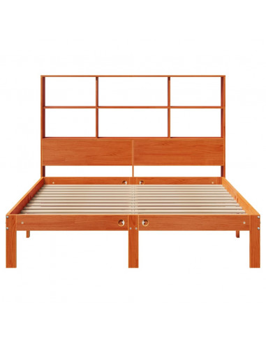 Letto Libreria senza Materasso Marrone Cera 120x190 cm in Pino