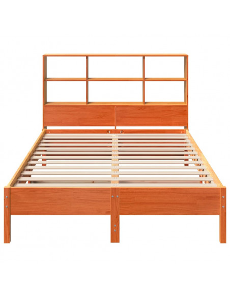 Letto Libreria senza Materasso Marrone Cera 120x200 cm in Pino