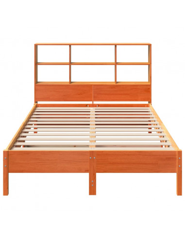 Letto Libreria senza Materasso Marrone Cera 140x190 cm in Pino