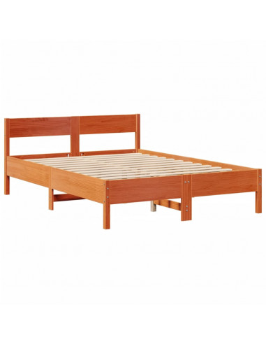 Letto Libreria senza Materasso Marrone Cera 140x200 cm in Pino