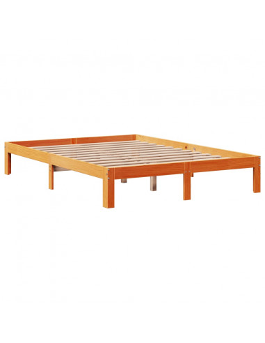 Letto Libreria senza Materasso Marrone Cera 140x200 cm in Pino