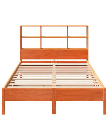 Letto Libreria senza Materasso Marrone Cera 150x200 cm in Pino