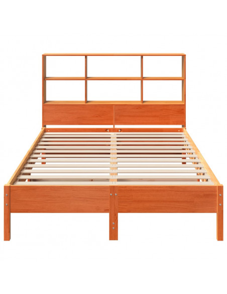 Letto Libreria senza Materasso Marrone Cera 150x200 cm in Pino