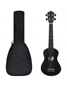 Set Ukulele Soprano con Borsa per Bambini Nera 23"