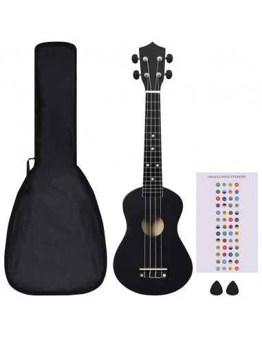 Set Ukulele Soprano con Borsa per Bambini Nera 23"