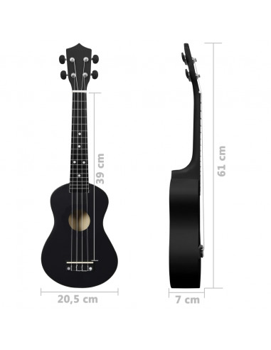 Set Ukulele Soprano con Borsa per Bambini Nera 23"