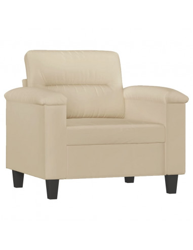 Set Divani 3 pz con Cuscini Crema in Tessuto Microfibra