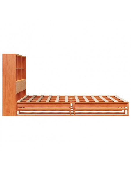 Letto Libreria senza Materasso Marrone Cera 160x200 cm Legno