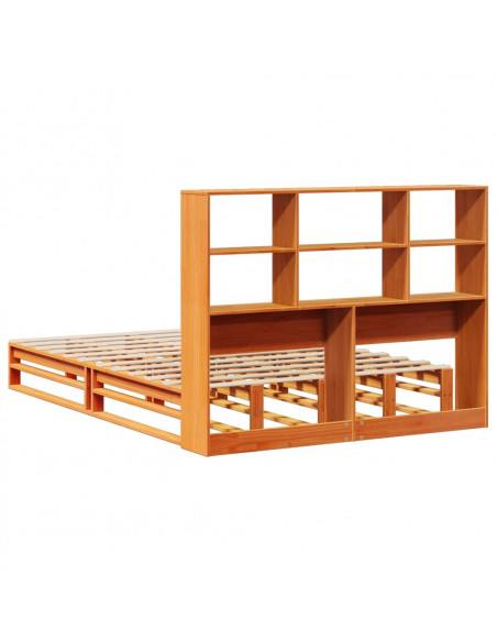 Letto Libreria senza Materasso Marrone Cera 160x200 cm Legno