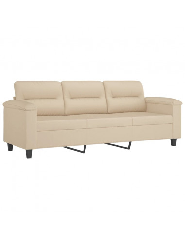 Set Divani 2 pz con Cuscini Crema in Tessuto Microfibra