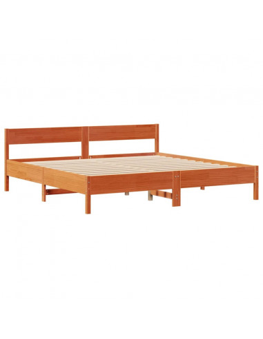 Letto Libreria senza Materasso Marrone Cera 180x200 cm in Pino