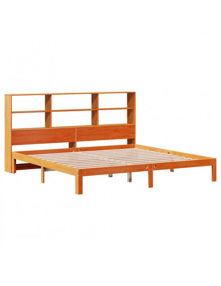 Letto Libreria senza Materasso Marrone Cera 180x200 cm in Pino