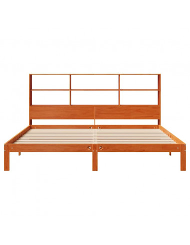 Letto Libreria senza Materasso Marrone Cera 180x200 cm in Pino