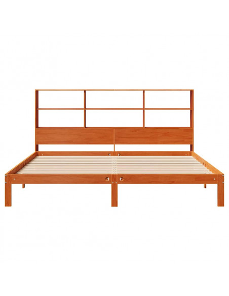 Letto Libreria senza Materasso Marrone Cera 180x200 cm in Pino