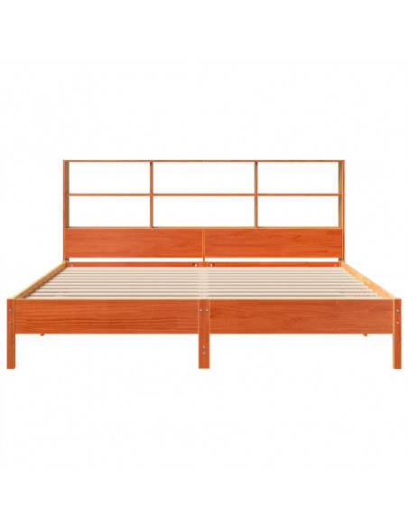Letto Libreria senza Materasso Marrone Cera 180x200 cm in Pino