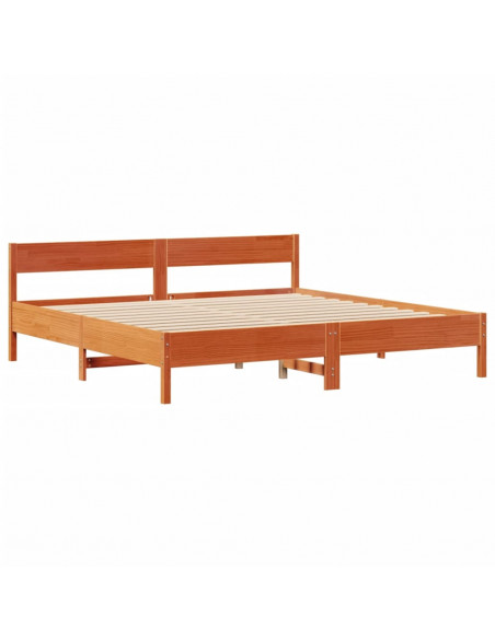 Letto Libreria senza Materasso Marrone Cera 200x200 cm in Pino
