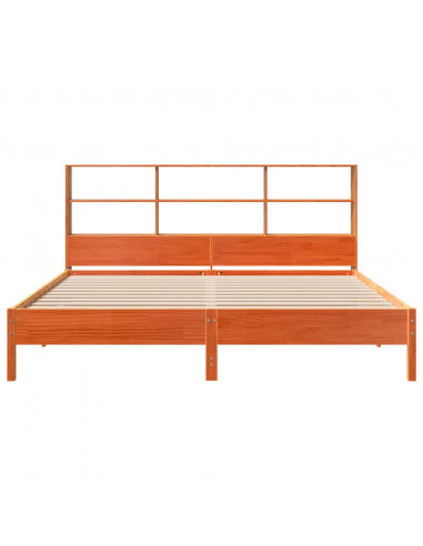 Letto Libreria senza Materasso Marrone Cera 200x200 cm in Pino