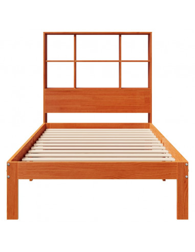 Letto Libreria senza Materasso Marrone Cera 75x190 cm in Pino