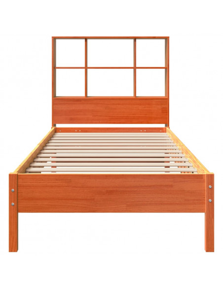 Letto Libreria senza Materasso Marrone Cera 75x190 cm in Pino
